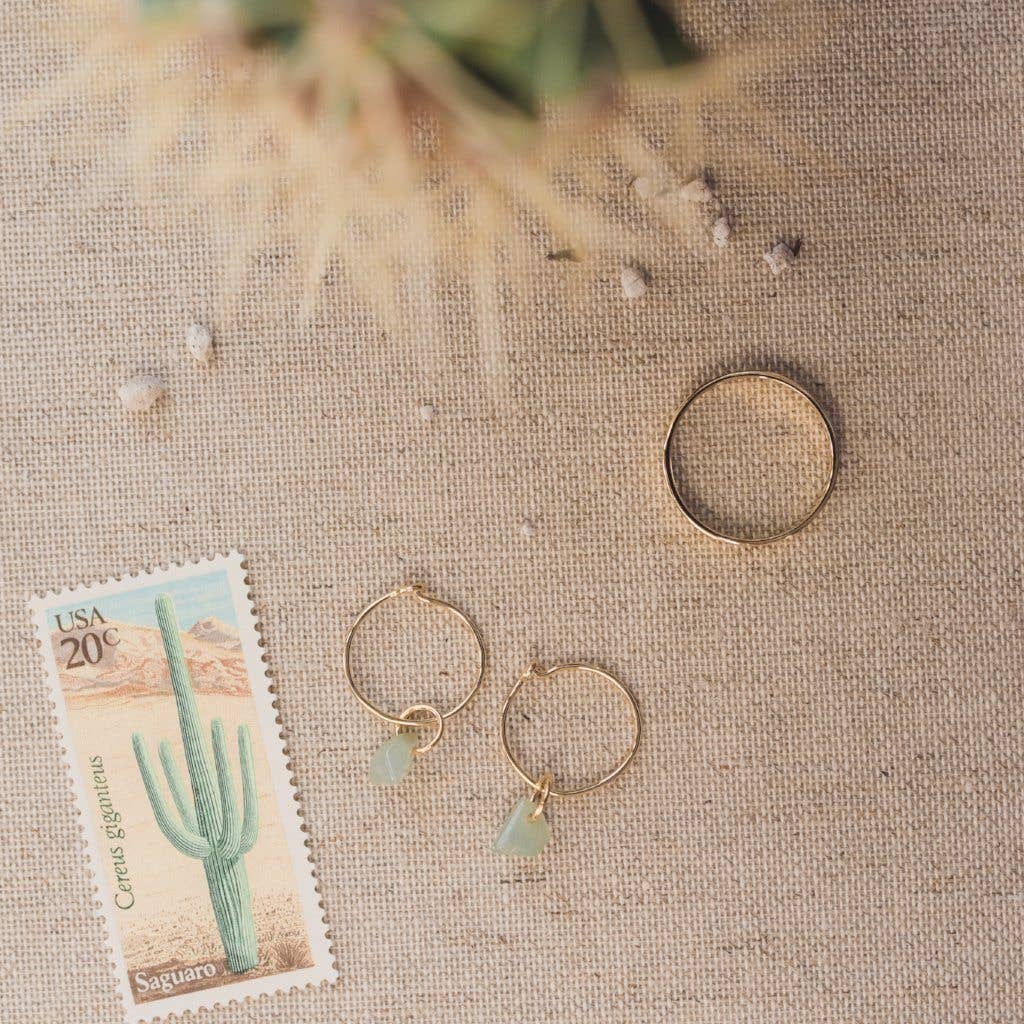 Honeycat Jewelry - Wholesale Dangle Earrings - Green Jade - Wishing Crystal Hoop Earrings18