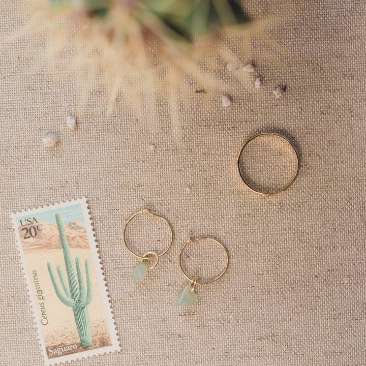 Honeycat Jewelry - Wholesale Dangle Earrings - Green Jade - Wishing Crystal Hoop Earrings18