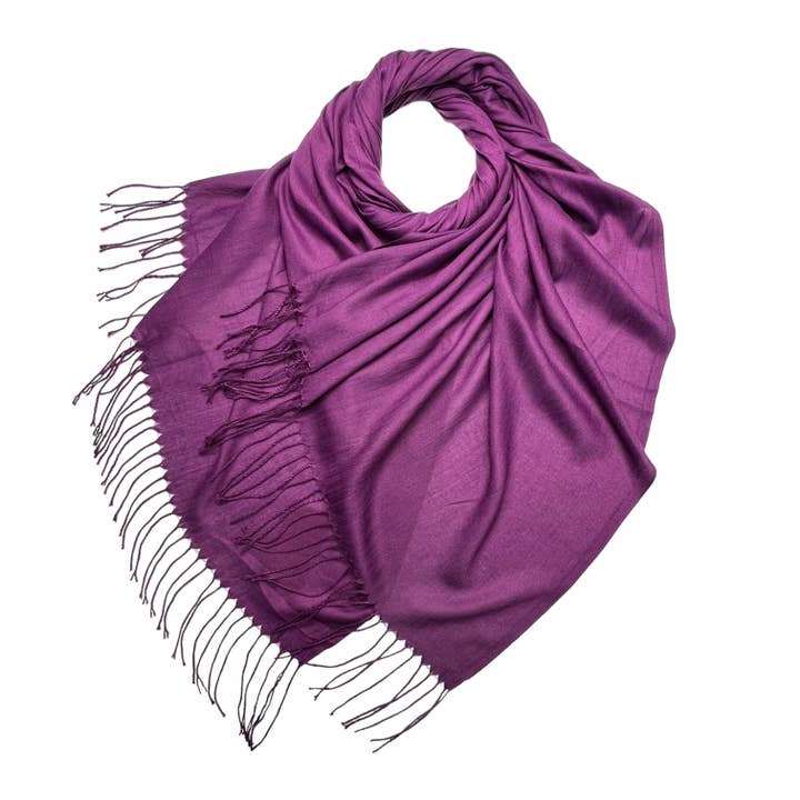 London Scarves - Wholesale Scarf - Women's - Plain cotton blend pashmina with tassels