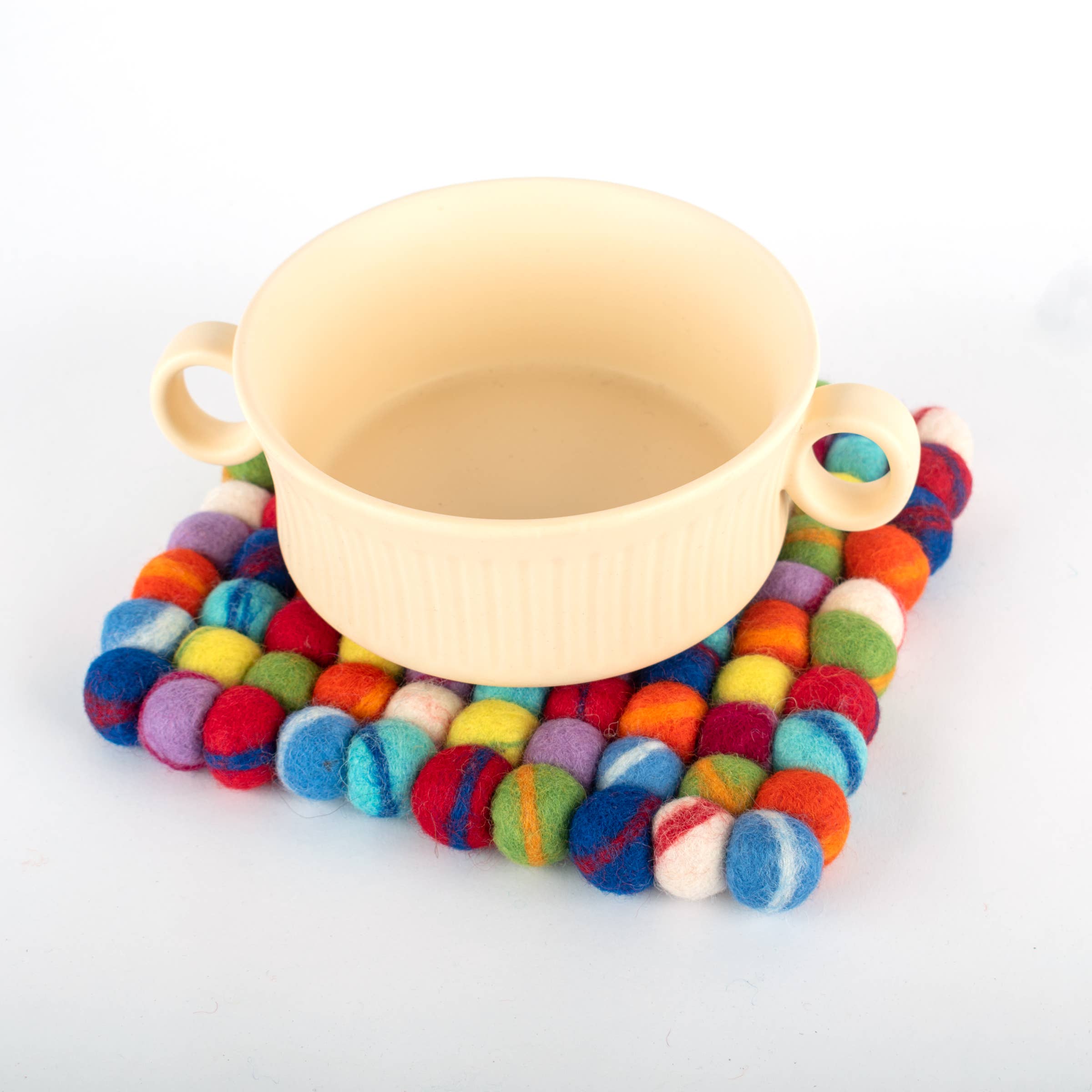 Reefelt – Base para tacho por atacado – Trivet de bola de feltro multicolorido - 8 “quadrado8