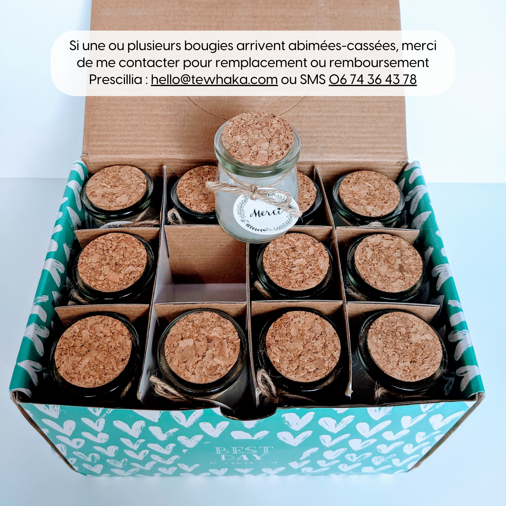 Te Whaka – wholesale Burkljus – Set med 24 MERCI-ljus | Gästgåvor för bröllop och konfirmation5