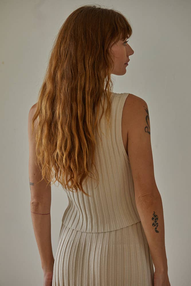 Bronzage Top sans manches en maille côtelée à col rond By Together en vente sur Faire4