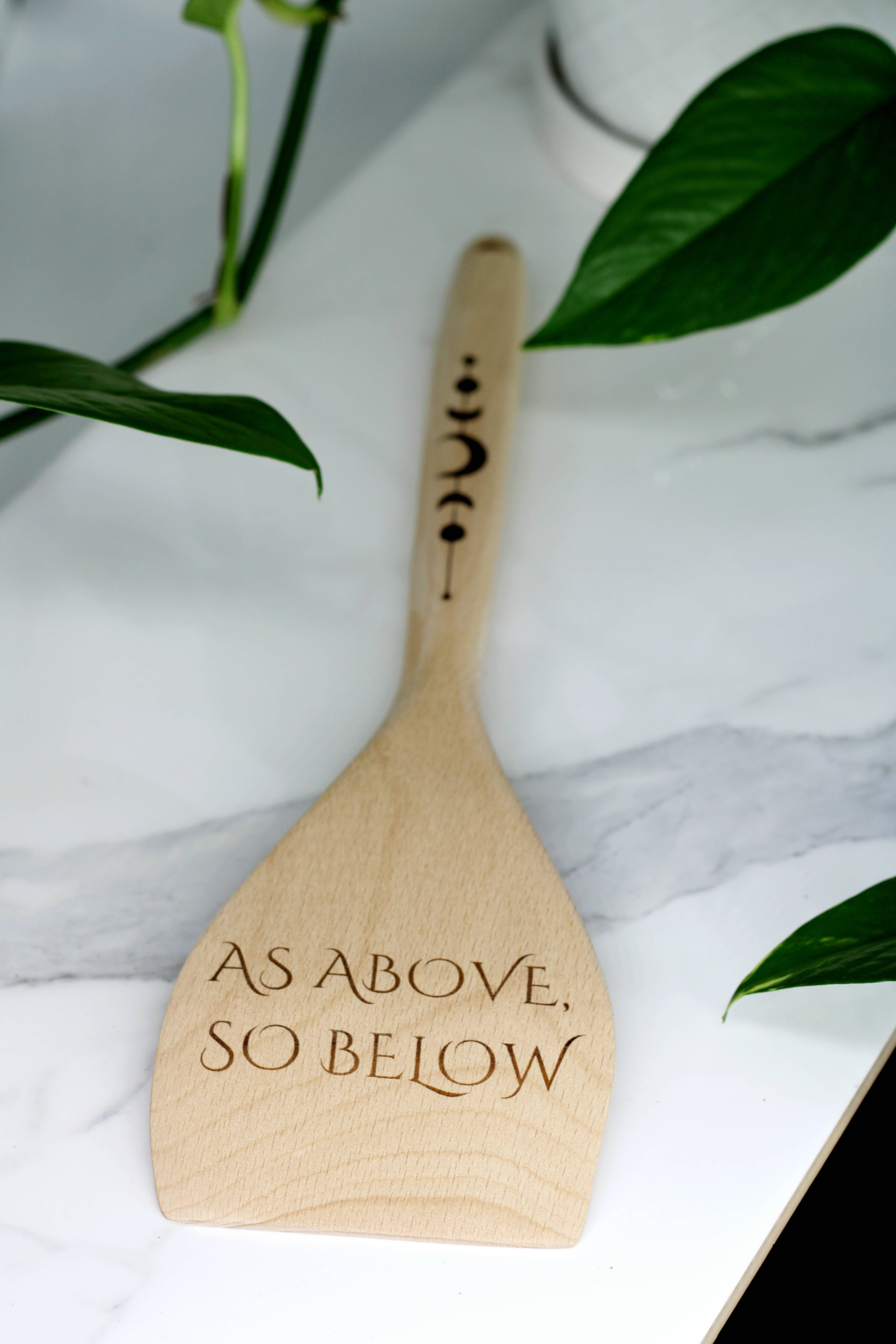 Three Witches Tea Shop - Wholesale Spatula/Turner - As above, so below Engraved Wooden Spatula1