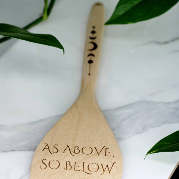 Three Witches Tea Shop - Wholesale Spatula/Turner - As above, so below Engraved Wooden Spatula1