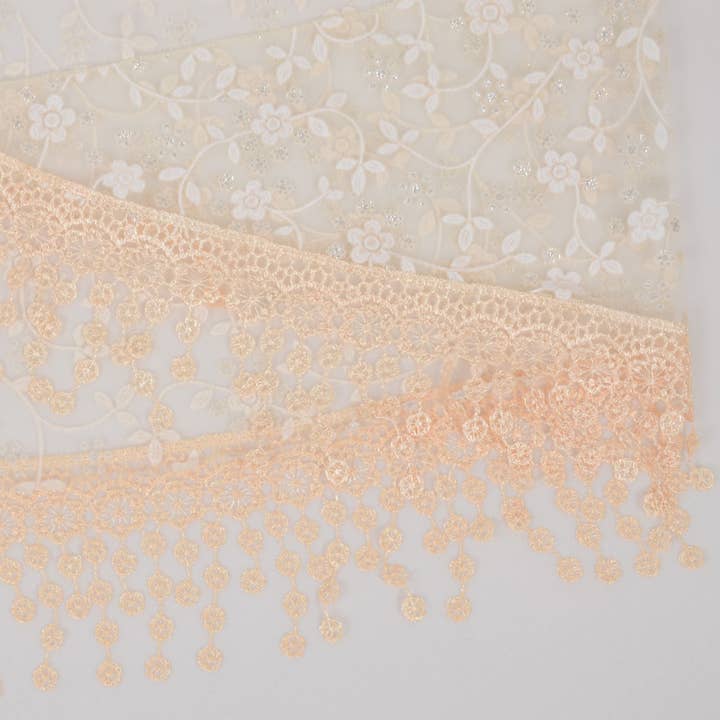 AK Brand - Wholesale Scarf - Women's - Lightweight Lace Floral Head Scarf Fringe Triangular Shawl