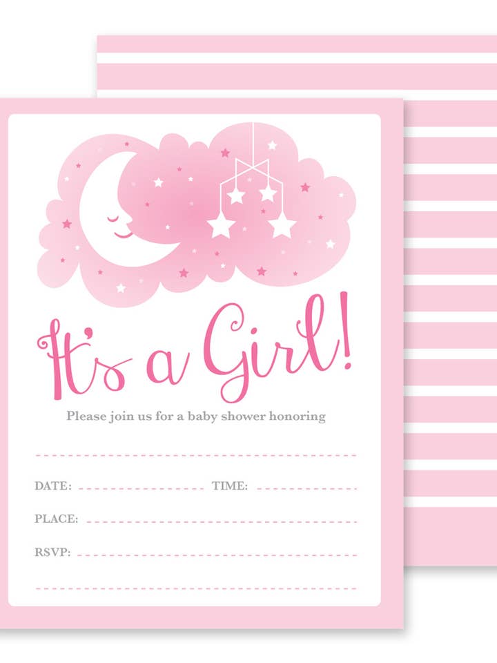 Fill-in Invitations Set - It's A Girl - Baby Shower Invites for wholesale by The Imagination Spot