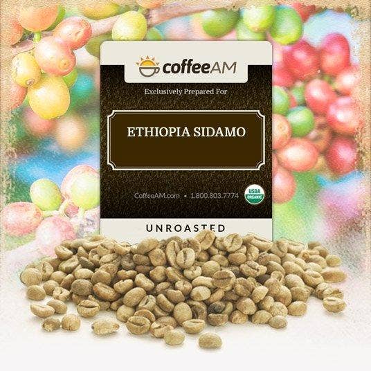 Fair-Trade Organic Ethiopia Sidamo Green Coffee for wholesale by CoffeeAM