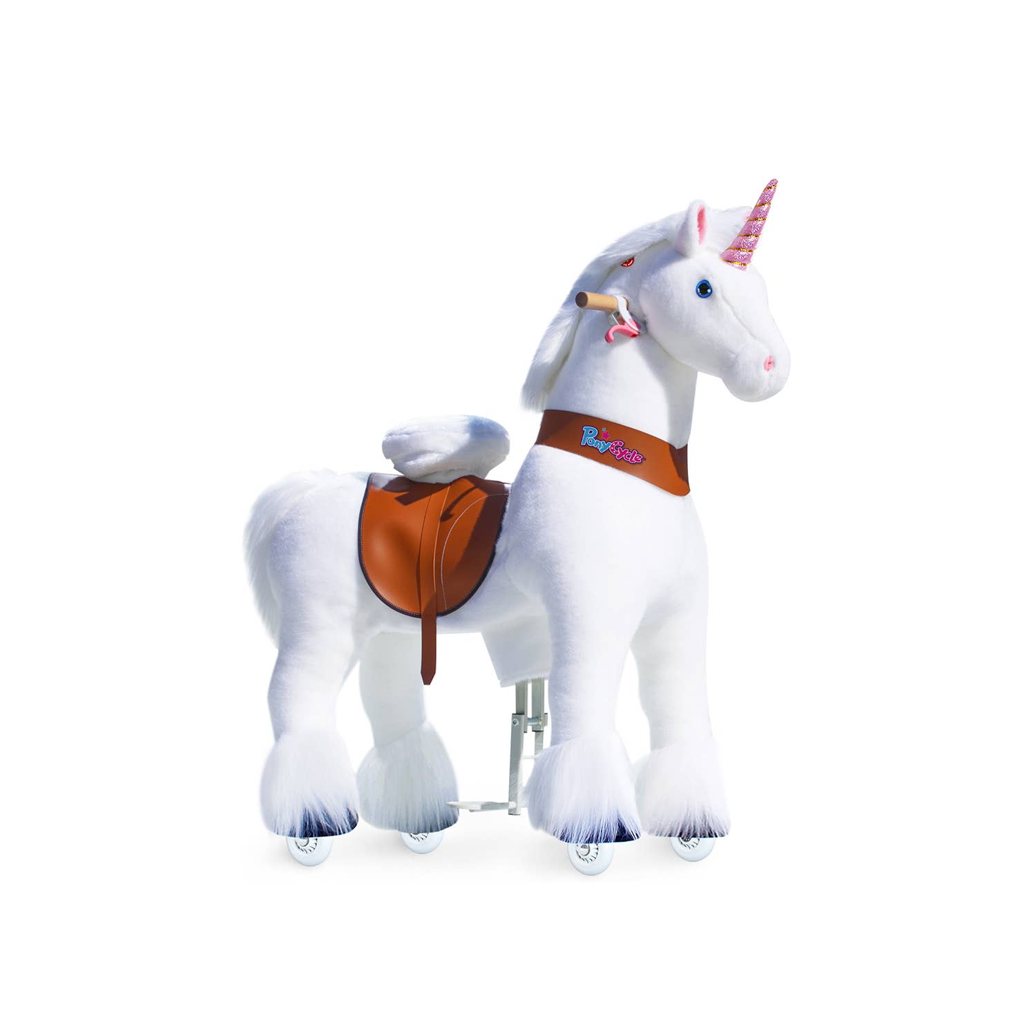 PonyCycle - Vente Cheval à bascule – enfant - PonyCycle Cheval à Bascule Licorne Blanche | Jouet à Chevaucher en Peluche1