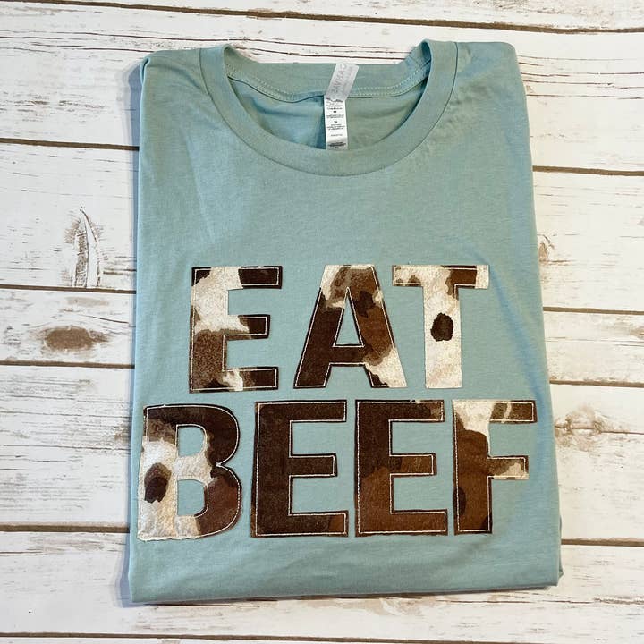 Eat Beef Cowhide Applique T-Shirt for wholesale by BLUE MAGNOLIA MONOGRAMS