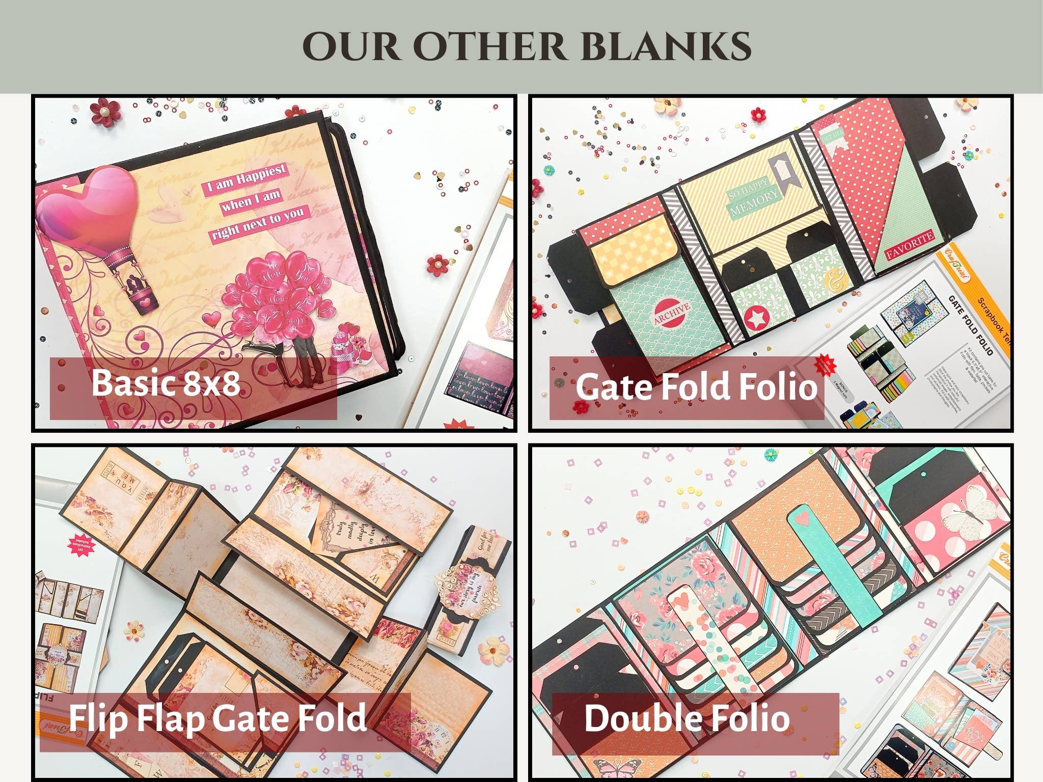 CrafTreat – Großhandel Scrapbook – CrafTreat Basic Sammelalbum zum Selbermachen, 6 x 6, 2 Stück, Schwarz und Kraftpapier6