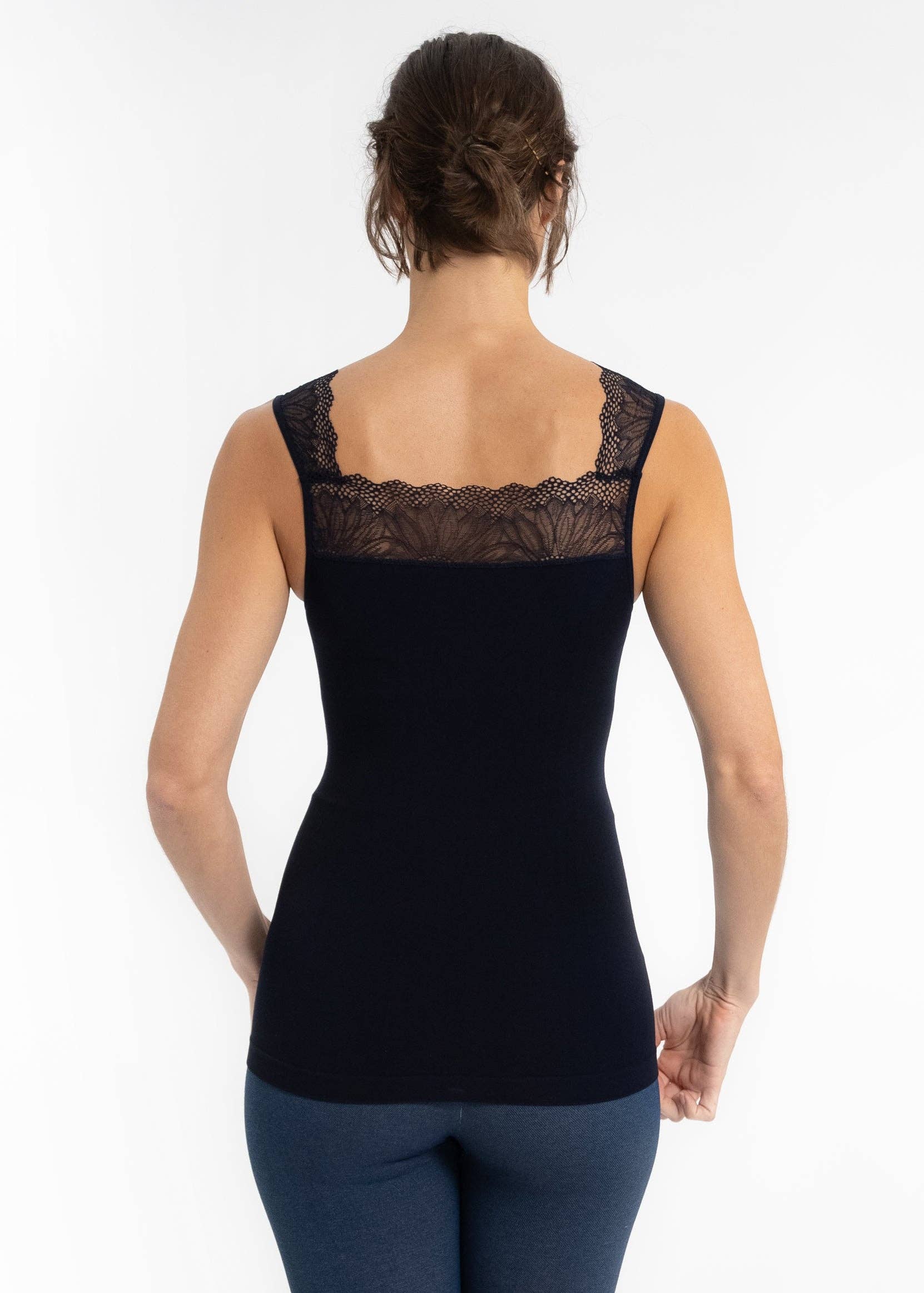 ELIETIAN - Vente Haut en maille – femme - Top réversible avec insert en dentelle67