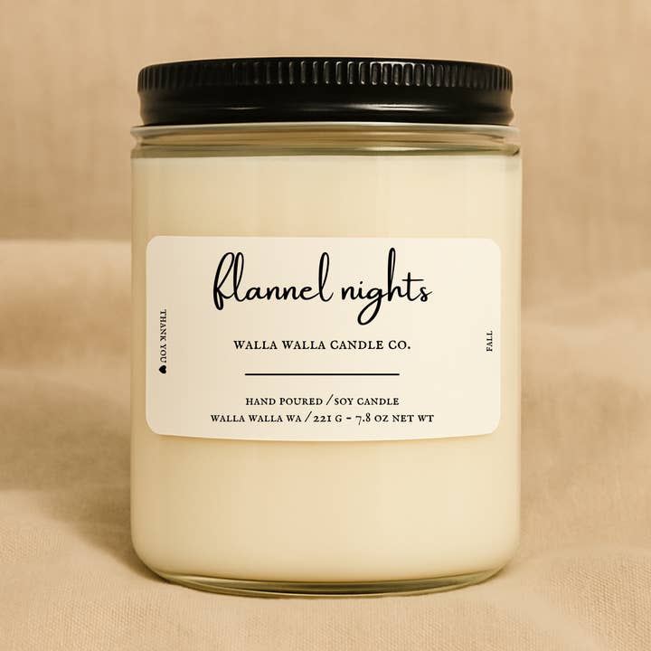 "FLANNEL NIGHTS" SOY CANDLE for wholesale by Walla Walla Candle Co.