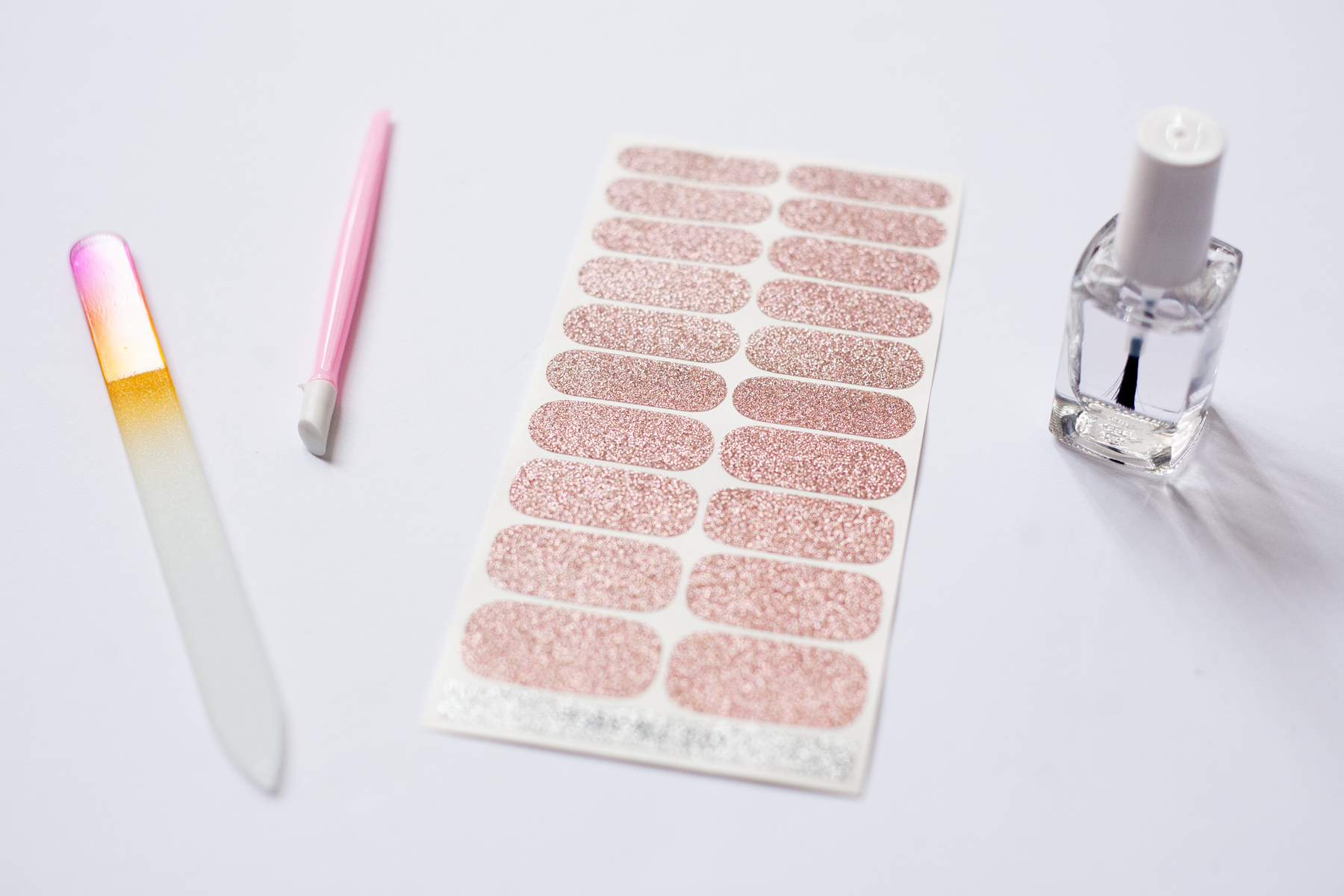 Ivy & Ash - Wholesale Nail Art/Decal - Rosé All Day | Rose Gold Glitter At Home Mani Nail Wrap3