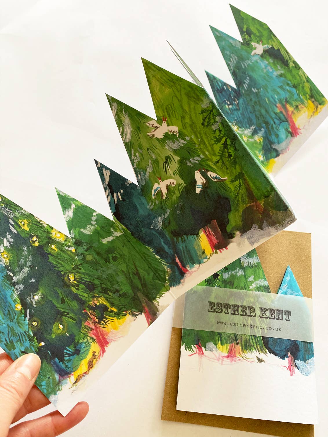 Esther Kent Design - Vente Cartes de Noël - Carte accordéon finie à la main Forêt Enchantée1
