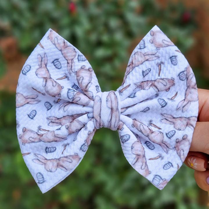 Dainty Delights Creations - Wholesale Hair Bow - Kids - Savannah Bow-Sketched Bunnies