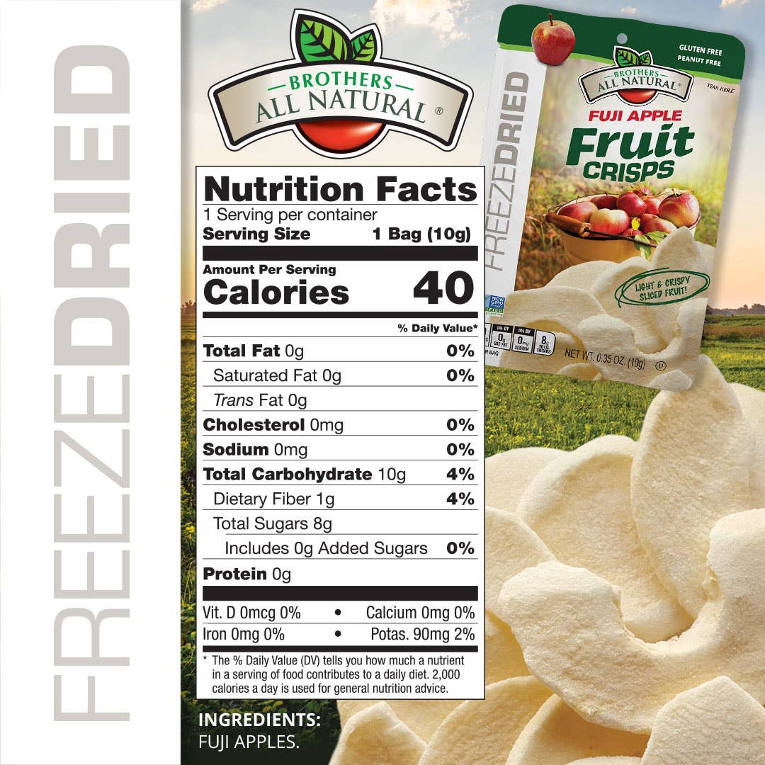 Brothers All Natural - Wholesale Dried/Dehydrated Fruit - Freeze-Dried Fuji Apple Fruit Crisps (½ cup bags)1