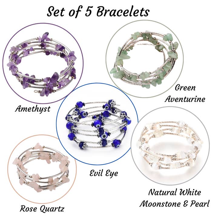 VPS Stones Inc. - Wholesale Jewelry Set - Set of 5 Gemstone Bracelets