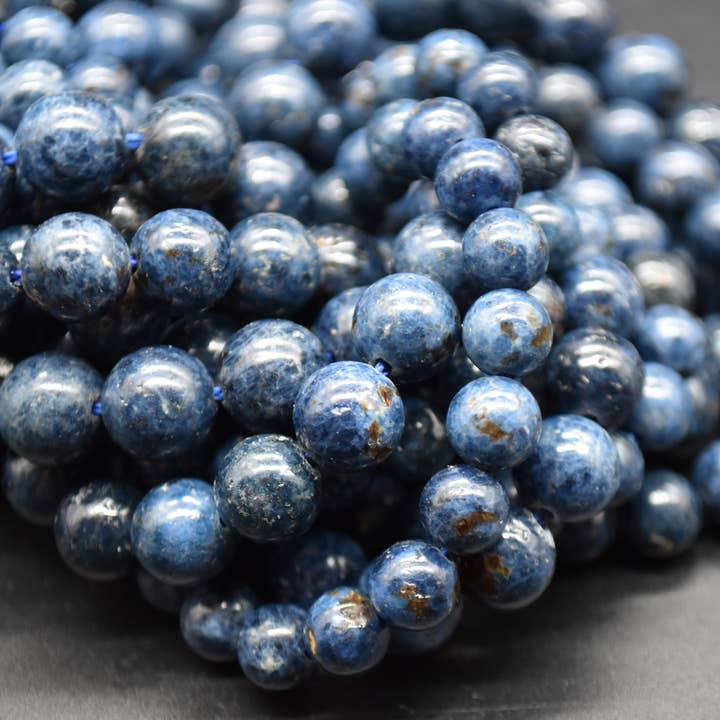 Grade A Natural Blue Spinel Round Beads - 14" Strand for wholesale by Oriental Direct Craft Supplies