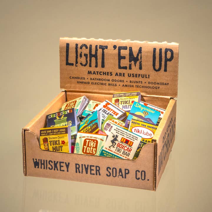 Allumettes de bar Tiki | Allumettes amusantes pour la vente par Whiskey River Soap Co.