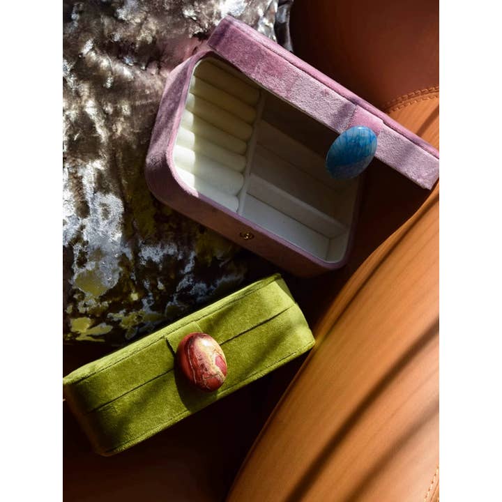 INSPECIAL HOME - Wholesale Jewelry Box/Organizer - Vintage Pebble Velvet Jewellery Box Accessory Storage Case 7