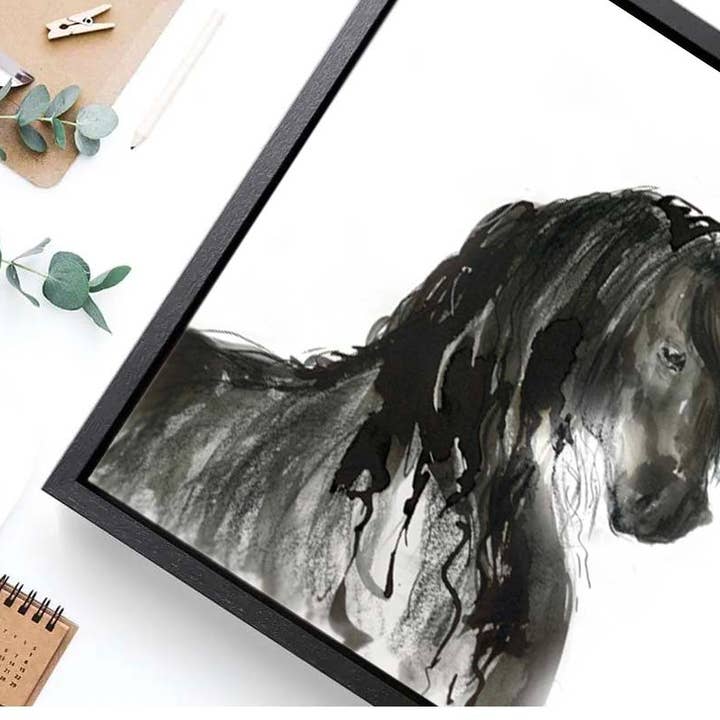 Limited Edition Square Canvas Print Friesian Horse for wholesale by Wendy Laverick