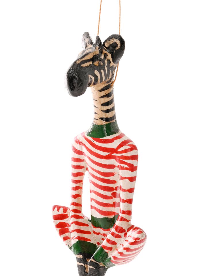 Jacaranda Christmas Jammies Zebra Ornament for wholesale by Swahili | AFRICAN MODERN