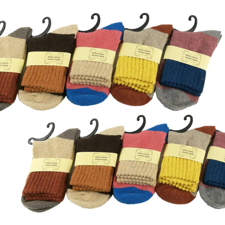 10 Pairs Womens Winter Soft Warm Thick Knit Wool Vintage Casual Crew Socks for wholesale by FIXTUREDISPLAYS