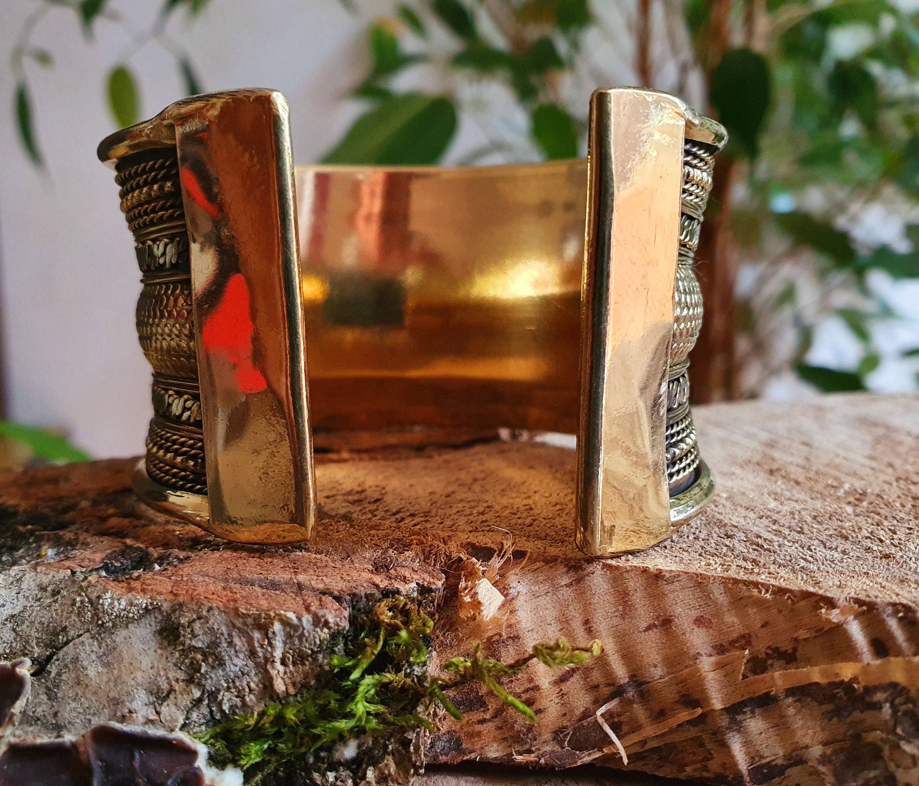 Kaali Boutique - Wholesale Cuff Bracelet - Textured Brass Cuff Bracelet / Tribal / Celtic / Boho / Ethnic / Rustic / Bohemian / Hippie / Gypsy / Jewellery / Adjustable / Unisex / Mens3