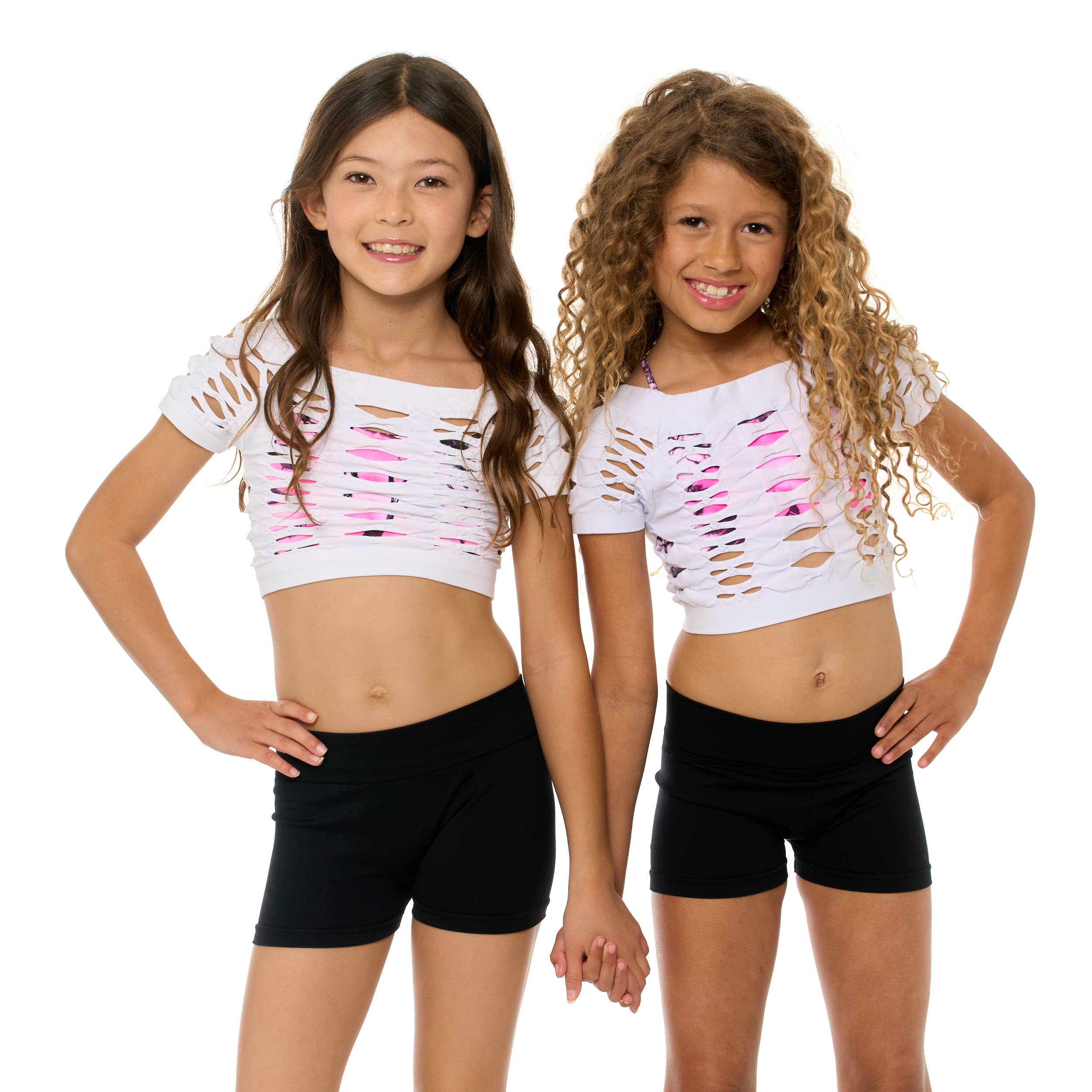 Malibu Sugar - Wholesale Tank Top - Kids - Malibu Mesh Crop Top for Dance Girls (8-14) One Size1
