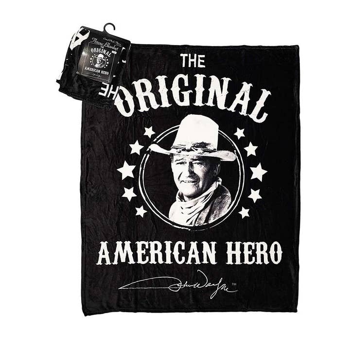 John Wayne Throw Blanket - Black & White Established for wholesale by MID-SOUTH PRODUCTS