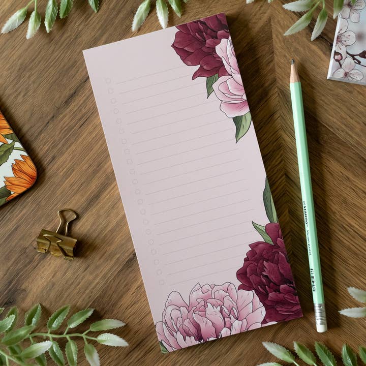 Hayley Jade Design Studio - Wholesale Notepad - Peony To Do List Pad