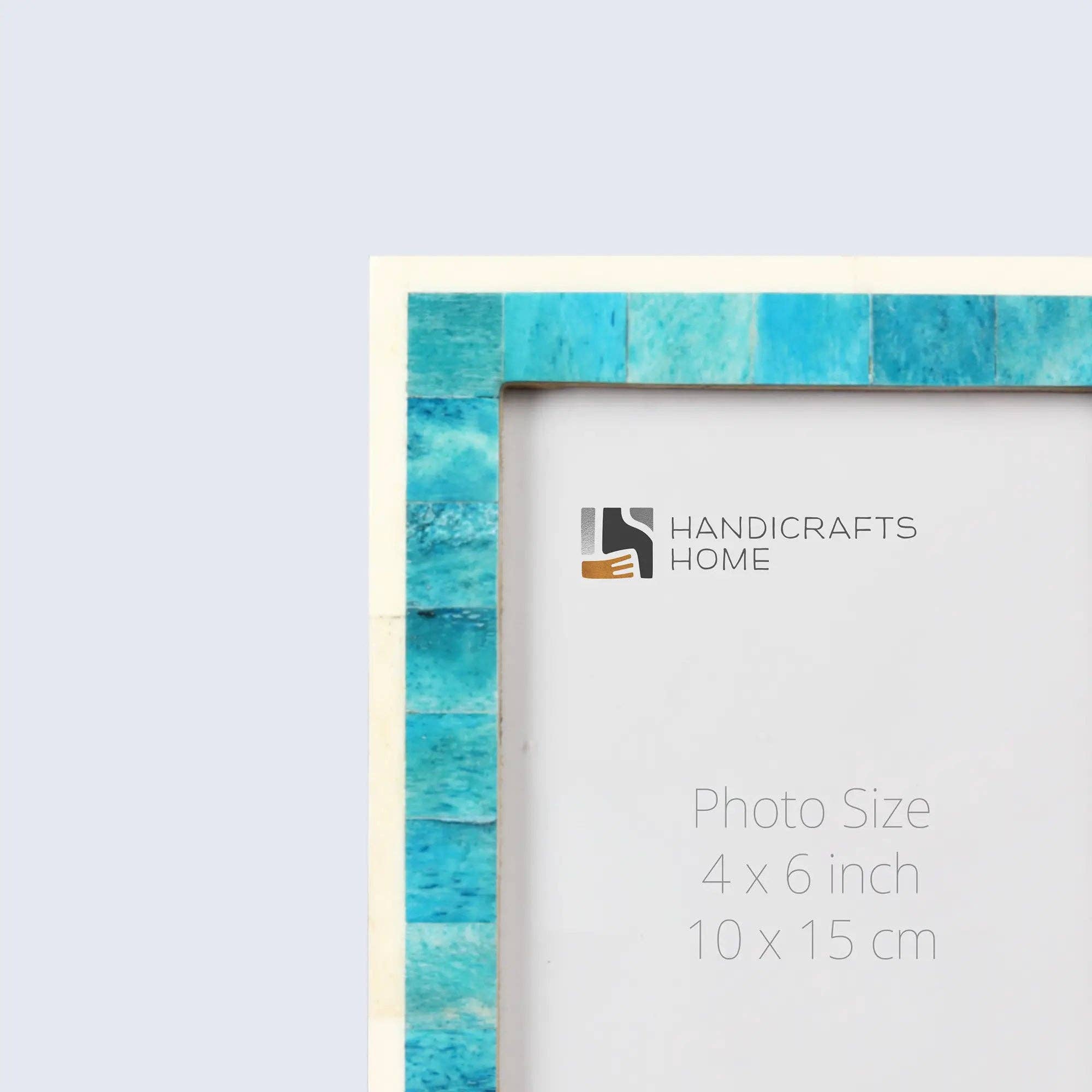 Bianco turchese Cornice Classica con Intarsio in Osso Turchese e Bianco, 4x6, 5x7, 8x10 in vendita all'ingrosso su Faire1