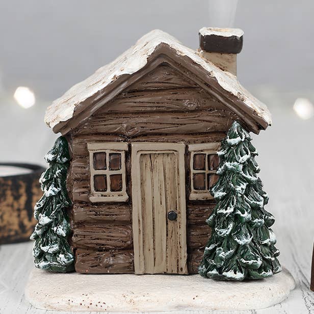 Something Different Wholesale - Wholesale Incense Holder - Winter Log Cabin Incense Cone Burner0