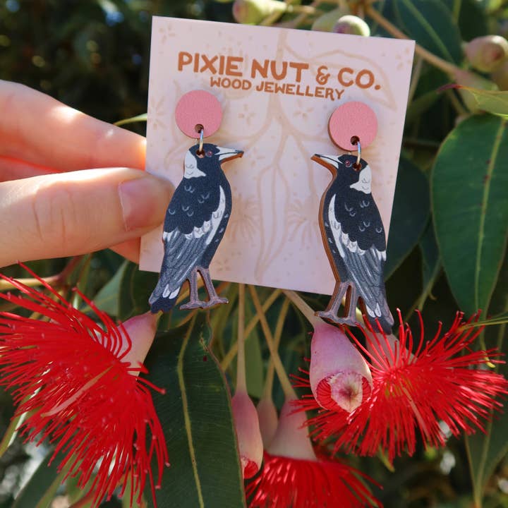 Pixie Nut & Co. - Wholesale Dangle earrings - Magpie Australian Bird Earrings1