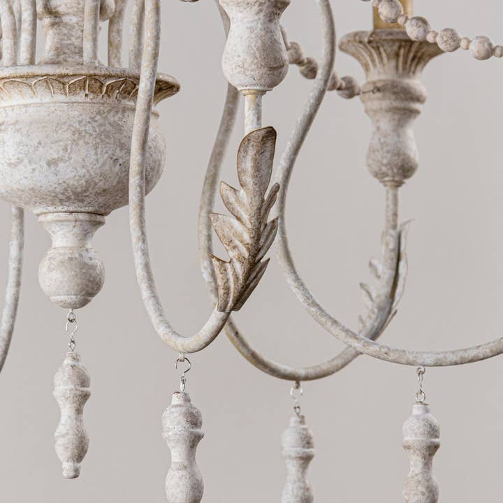 Brio Lighting - Wholesale Chandelier/Hanging Light - Lusteria Traditional Handmade 6-Light Wood White Chandelier14