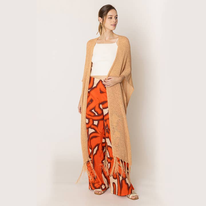 Fashion City - Venta al por mayor Kimono - Mujer - Cárdigan largo de punto con flecos y forro tipo kimono32