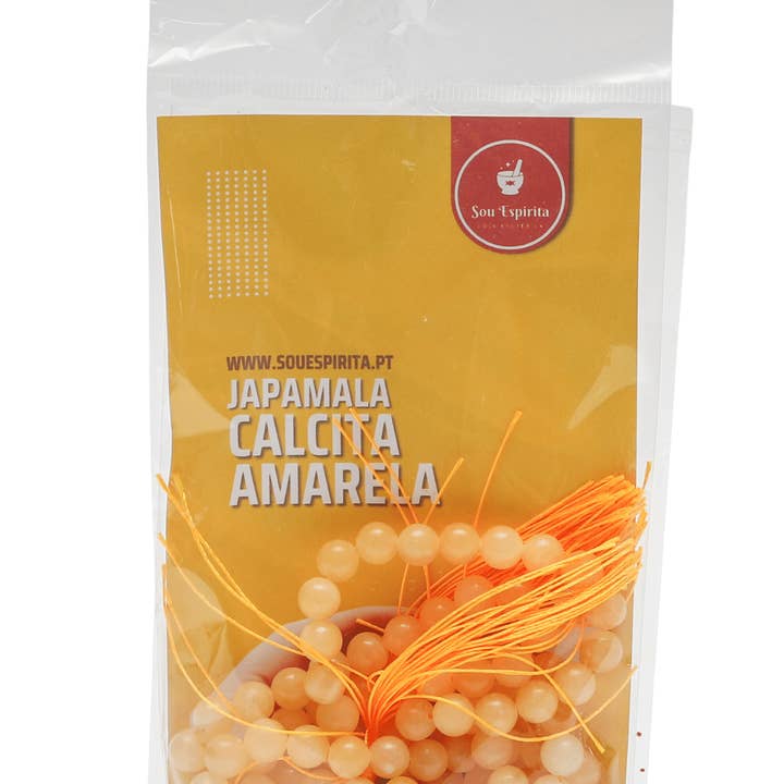 Japamala met gele calcietparels van 8 mm voor wholesale door EMTUACASA