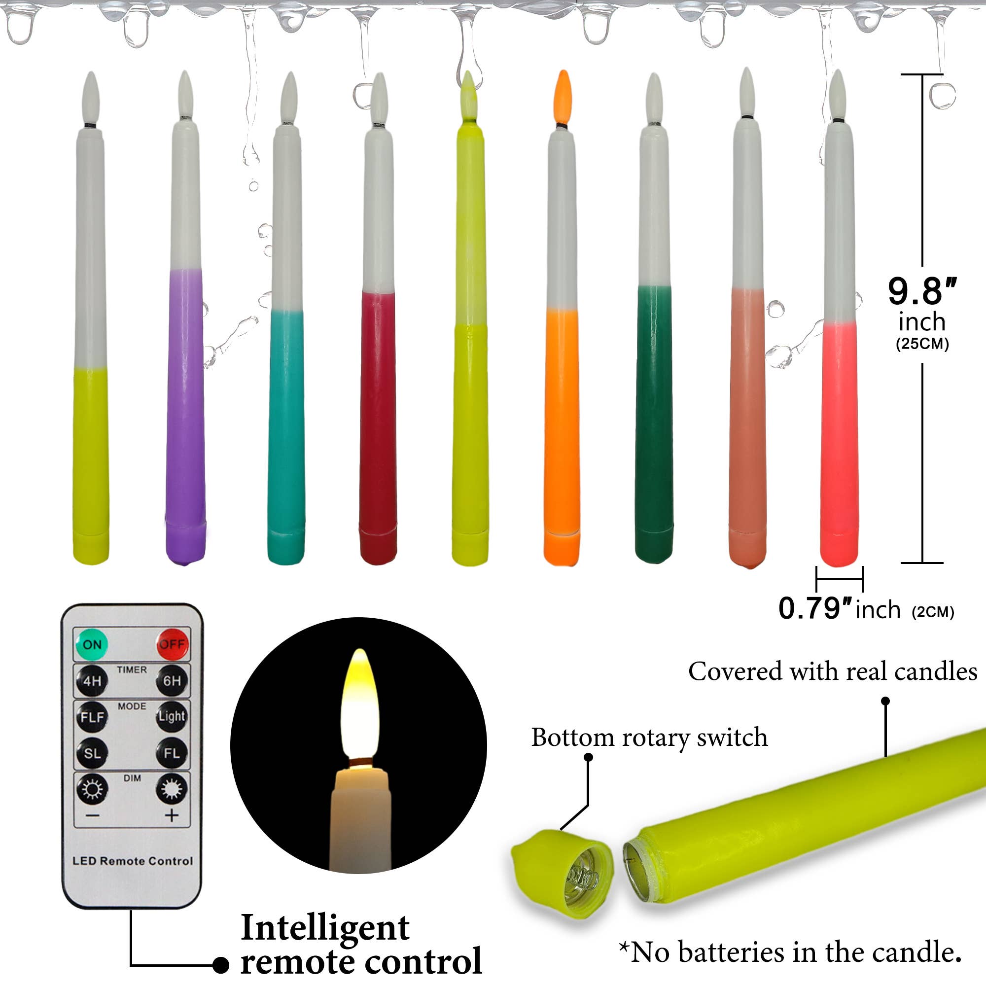 Candles Meta - Wholesale Flameless candle - 6-Pack 11" High Double Color Wax Coated LED Candlestick6