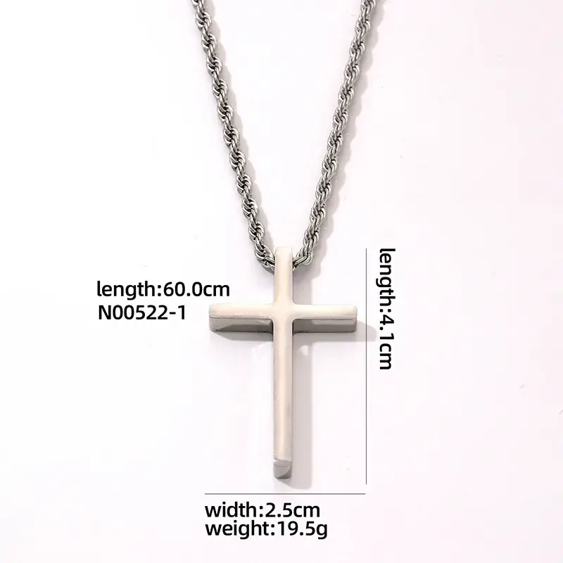 Sweet Cherry Sky - Wholesale Pendant/Charm Necklace - Mens Stainless Steel Cross Necklace Silver or Gold2