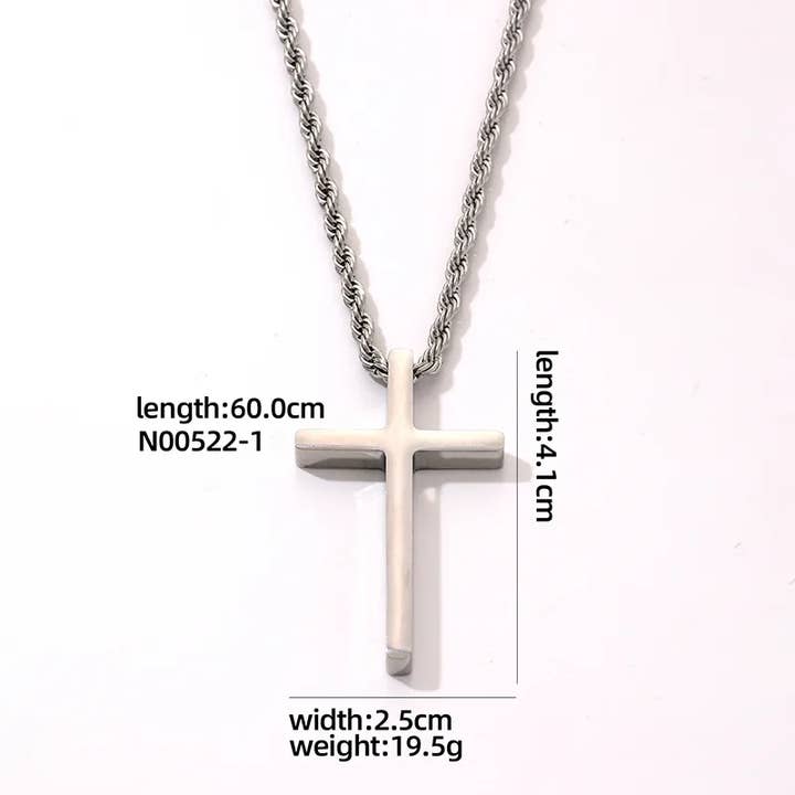 Sweet Cherry Sky - Wholesale Pendant/Charm Necklace - Mens Stainless Steel Cross Necklace Silver or Gold2