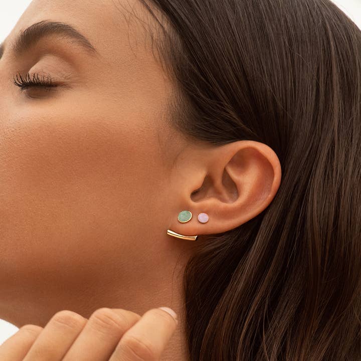 Green aventurine earrings - Ariane pendant bars for wholesale by Aura bijoux