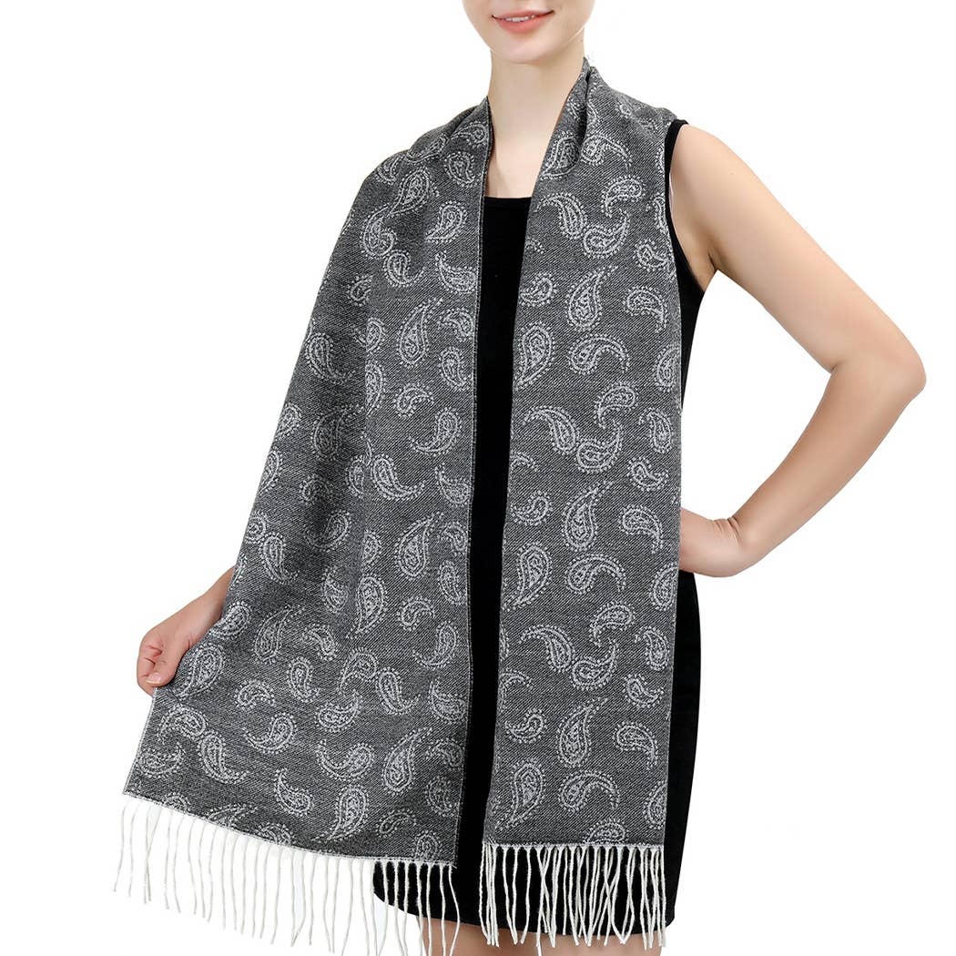 Fashion City - Wholesale Scarf – Women's - Cashmere Feel Soft Scarf with Paisley Design12