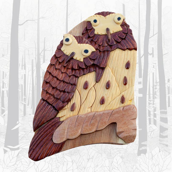 Owl Pair- Carver Dan's, a hand-crafted gift box. for wholesale by Carver Dan's
