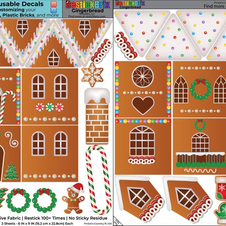 Reusable Decals for Magnetic Tiles & Bricks - Gingerbread for wholesale by RestickBrix