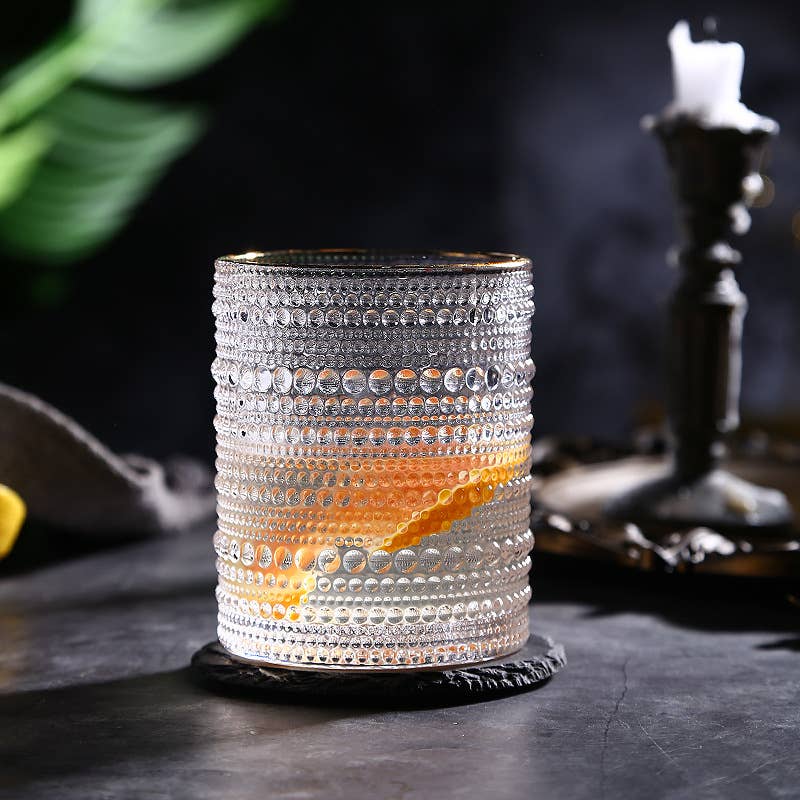 Our Dining Table - Wholesale Drinking Glass/Cup - Classic Stunning Beads Pattern Glassware with Gold Rim7
