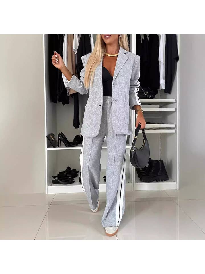 L Michele - Wholesale Suit Set - Women's - Autumn Winter Women Long Sleeve Collared Casual Suit1