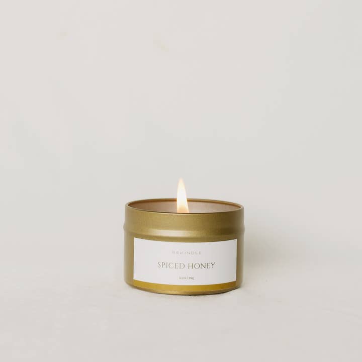 Rekindle Candle Co - Wholesale Jar/Filled Candle - Spiced Honey Soy Candle with Cotton Wick