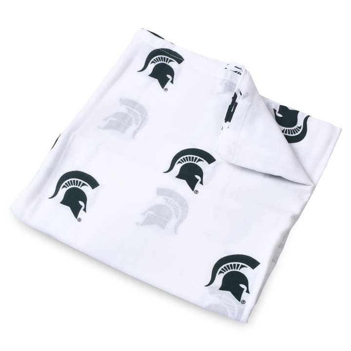 Michigan State University Muslin Swaddle Blanket for wholesale by Three Little Anchors