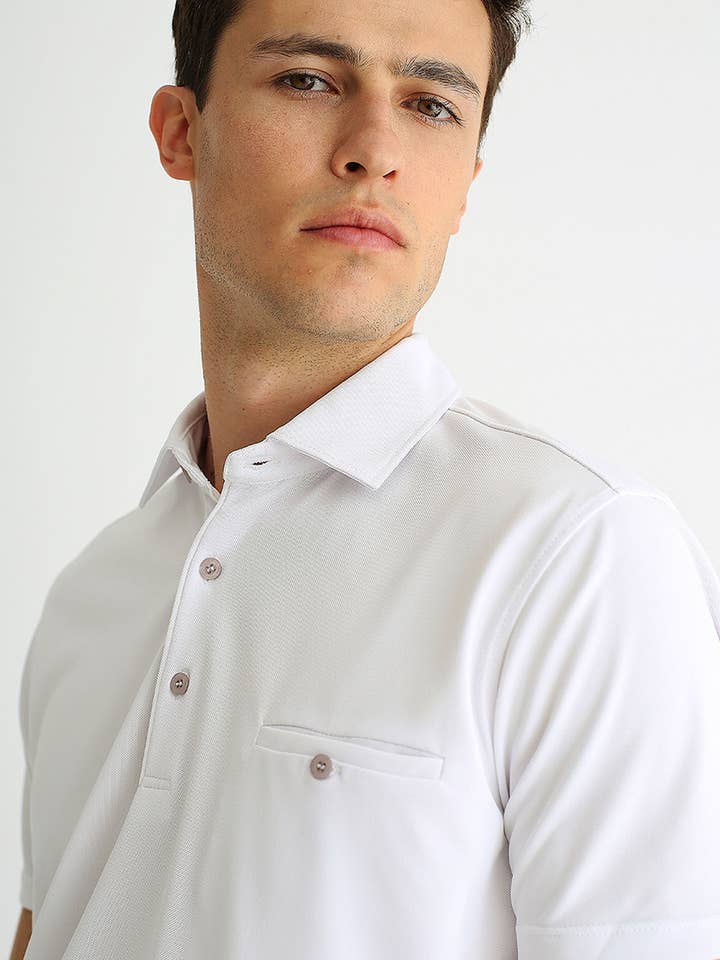 BATECH® Barcelona - Wholesale Polo - Men's - Pocket Essential Polo Shirt (regular) - White2