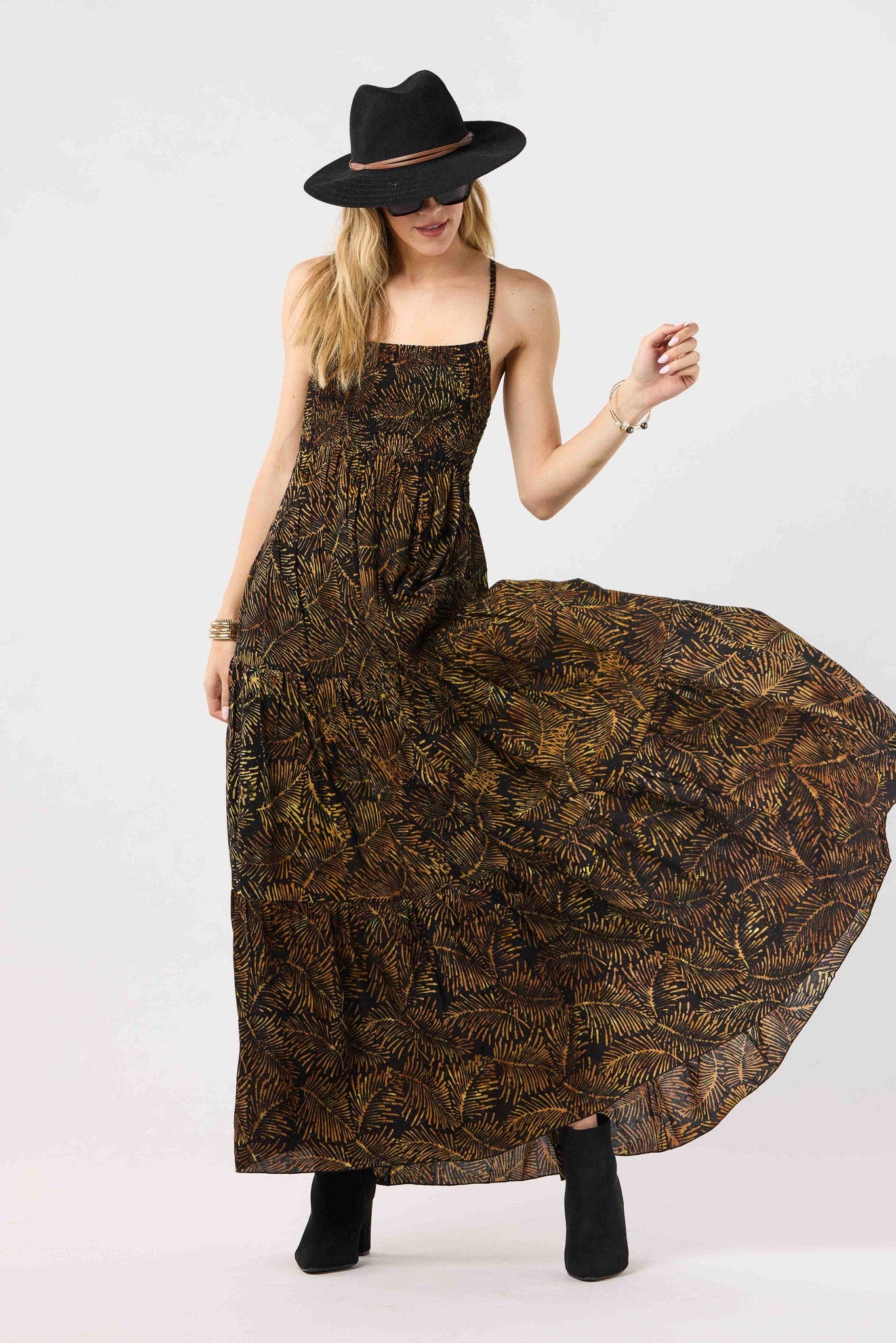 Batik Palms Black Kailani Maxi Dress for wholesale on Faire